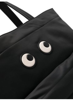 anya hindmarch crossbody mujer tote eyes in econyl® regenerated nylon - 5050925193580 black