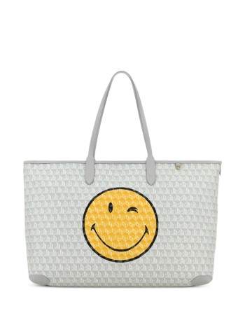 anya hindmarch handbag mujer i am a plastic bag zipped tote wink in recycled canvas with - 5050925205245 frost