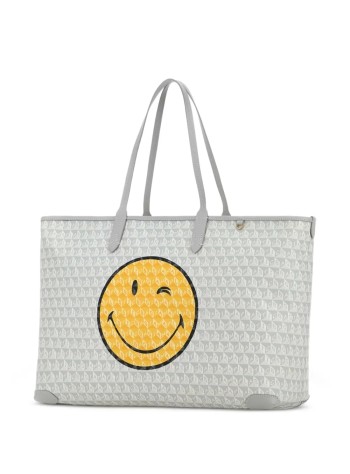 anya hindmarch handbag mujer i am a plastic bag zipped tote wink in recycled canvas with - 5050925205245 frost 2