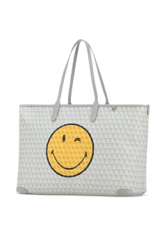 anya hindmarch handbag mujer i am a plastic bag zipped tote wink in recycled canvas with - 5050925205245 frost