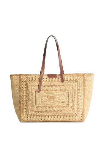 anya hindmarch handbag mujer e/w bow tote in raffia - 5050925205412 natural