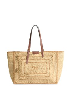 anya hindmarch handbag mujer e/w bow tote in raffia - 5050925205412 natural