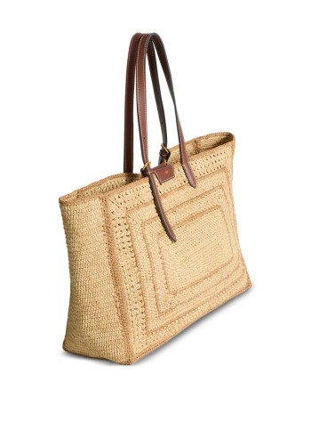 anya hindmarch handbag mujer e/w bow tote in raffia - 5050925205412 natural 2
