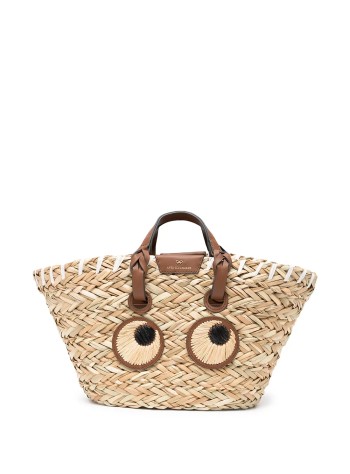 anya hindmarch handbag womansmall basket paper eyes in seagrass - 5050925155120 natural