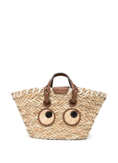 anya hindmarch handbag mujer small basket paper eyes in seagrass - 5050925155120 natural