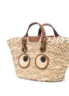 anya hindmarch handbag mujer small basket paper eyes in seagrass - 5050925155120 natural