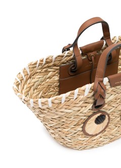 anya hindmarch handbag mujer small basket paper eyes in seagrass - 5050925155120 natural