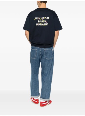 drôle de monsieur camiseta hombre vine embroidered slogan t-shirt - lts327co248ny navy 2