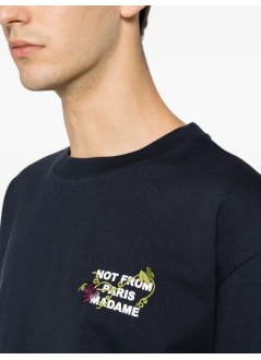 drôle de monsieur camiseta hombre vine embroidered slogan t-shirt - lts327co248ny navy