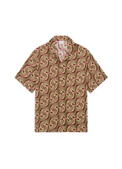 drôle de monsieur camiseria hombre viscose chain link monogram shirt - lsh230vi039kk kaki
