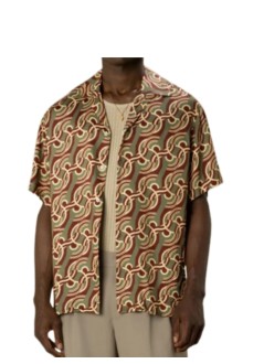 drôle de monsieur camiseria hombre viscose chain link monogram shirt - lsh230vi039kk kaki