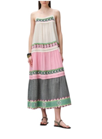 devotion twins vestido mujer zenoa - 026331g green pink r607 2