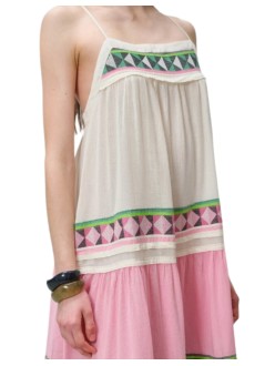 devotion twins vestido mujer zenoa - 026331g green pink r607