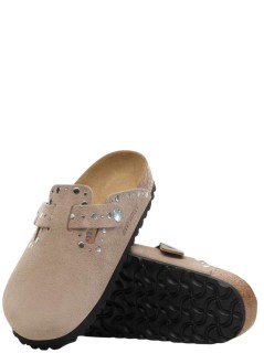 birkenstock zueco mujer boston rivet leve - f|1030418 taupe