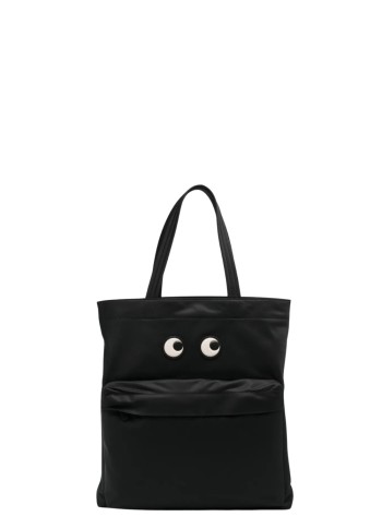 anya hindmarch crossbody womantote eyes in econyl® regenerated nylon - 5050925193580 black