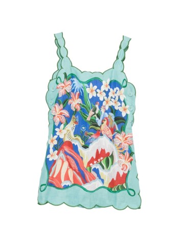 farm rio dress womangarden of life scarf multicolor sleeveless mini dr - 355532 25209