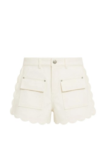 farm rio short pant womanwhite canvas scalloped shorts - 356403 l0036