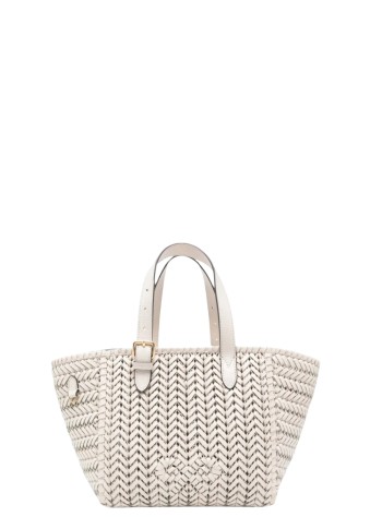anya hindmarch handbag womanthe neeson square tote small in shiny capra - 5050925207799 chalk