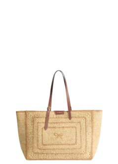 anya hindmarch handbag womane/w bow tote in raffia - 5050925205412 natural