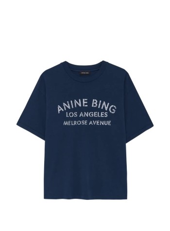 anine bing top womancade tee melrose stencil - a0812930nya1 navy