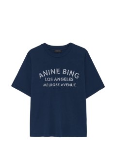 anine bing top womancade tee melrose stencil - a0812930nya1 navy