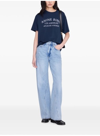 anine bing top womancade tee melrose stencil - a0812930nya1 navy 2