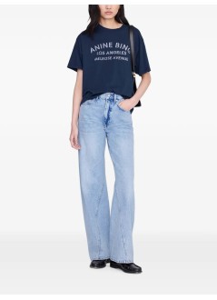 anine bing top womancade tee melrose stencil - a0812930nya1 navy