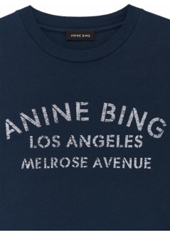 anine bing top womancade tee melrose stencil - a0812930nya1 navy