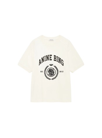 anine bing top womanjaylin tee collegiate - a0812695wkha3 ecru