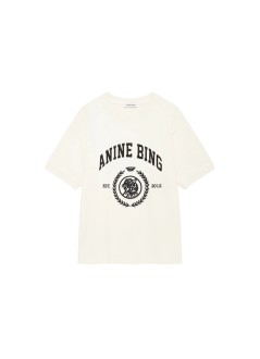 anine bing top womanjaylin tee collegiate - a0812695wkha3 ecru