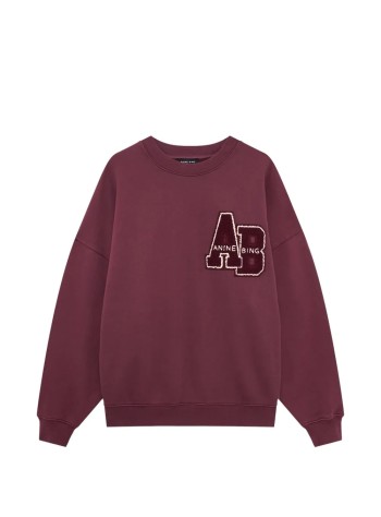 anine bing sweater womanmiles sweatshirt letterman - a0812601bgn28 burgundy