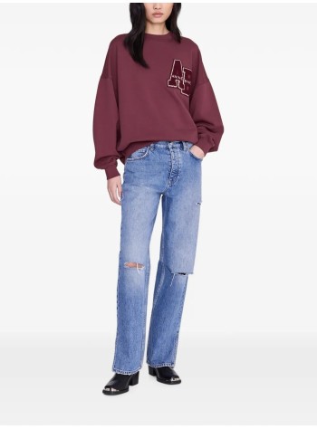 anine bing sweater womanmiles sweatshirt letterman - a0812601bgn28 burgundy 2