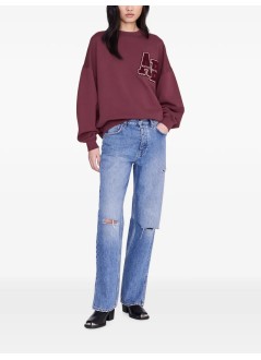 anine bing sweater womanmiles sweatshirt letterman - a0812601bgn28 burgundy