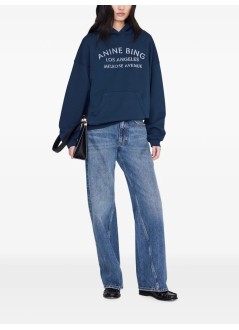 anine bing sweater womanharvey sweatshirt melrose stencil - a0812697nya1 navy
