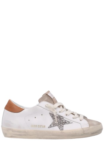 golden goose sneaker mujer super star leather upper and heel suede toe glitter star - gwf00101f008719 12524