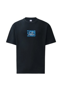 c.p.company camiseta hombre 30/1 jersey short sleeve chest-back logo t-shirt - 21cmts180a110579w 999