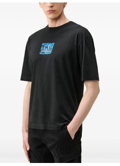 c.p.company camiseta hombre 30/1 jersey short sleeve chest-back logo t-shirt - 21cmts180a110579w 999
