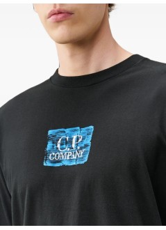c.p.company camiseta hombre 30/1 jersey short sleeve chest-back logo t-shirt - 21cmts180a110579w 999