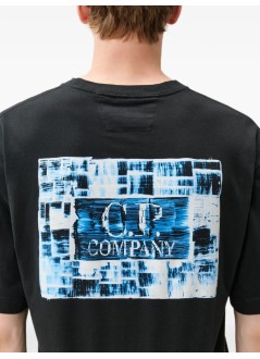 c.p.company camiseta hombre 30/1 jersey short sleeve chest-back logo t-shirt - 21cmts180a110579w 999