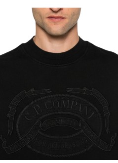 c.p.company sudadera hombre cotton fleece crewneck logo sweatshirt - 21cmss174a006453o 999