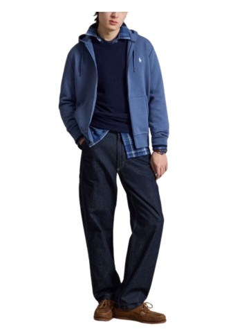 polo ralph lauren sudadera hombre long sleeve open hooded cotton and recycled polyester jumpe - 710881517523 earth blue 2