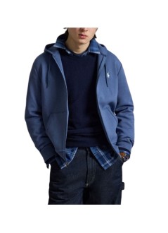 polo ralph lauren sudadera hombre long sleeve open hooded cotton and recycled polyester jumpe - 710881517523 earth blue