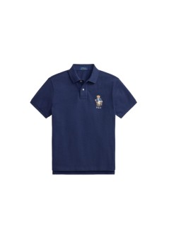 polo ralph lauren polo manshort sleeve custom slim fit bear polo - 710b18546001 newport bear newport navy