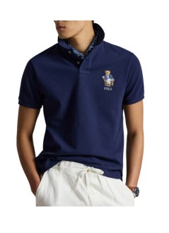 polo ralph lauren polo manshort sleeve custom slim fit bear polo - 710b18546001 newport bear newport navy