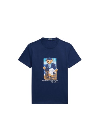 polo ralph lauren t-shirt manshort sleeve custom slim fit bear t-shirt - 710b21964001 newport bear newport navy