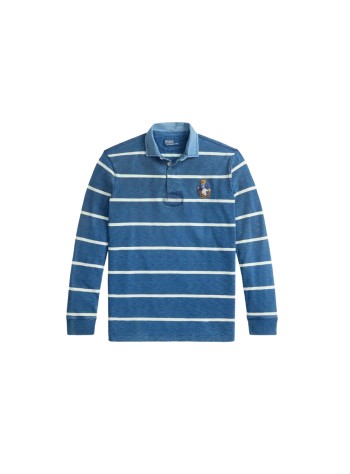 polo ralph lauren polo hombre long sleeve classic fit bear rugby shirt - 710b18562001 newport bear med indigo nevis