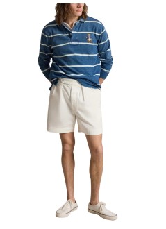 polo ralph lauren polo hombre long sleeve classic fit bear rugby shirt - 710b18562001 newport bear med indigo nevis