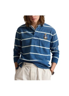 polo ralph lauren polo hombre long sleeve classic fit bear rugby shirt - 710b18562001 newport bear med indigo nevis