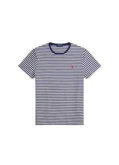 polo ralph lauren camiseta hombre short sleeve custom slim fit cotton t-shirt - 710956828502 newport navy white
