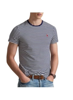 polo ralph lauren camiseta hombre short sleeve custom slim fit cotton t-shirt - 710956828502 newport navy white
